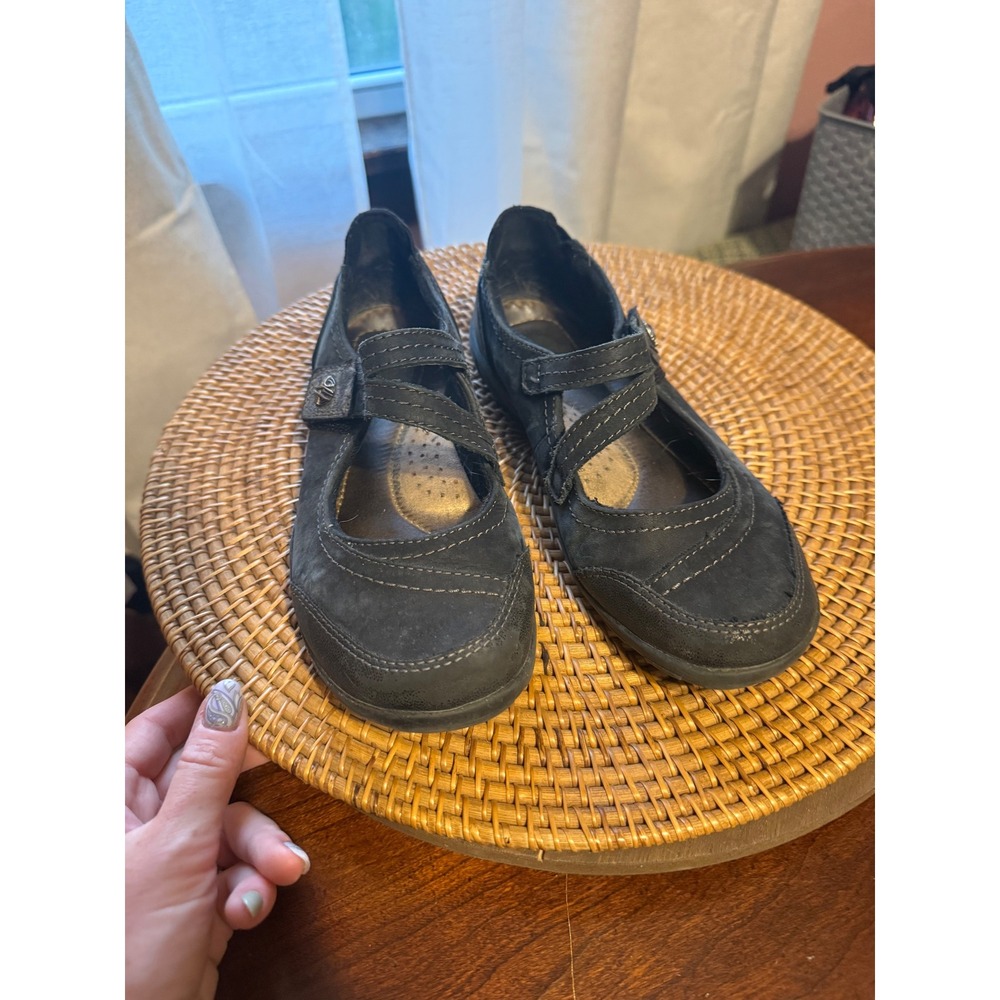 Earth Origins Rory Black Leather Mary Jane Flats Shoes Womens 6.5 M 2018F